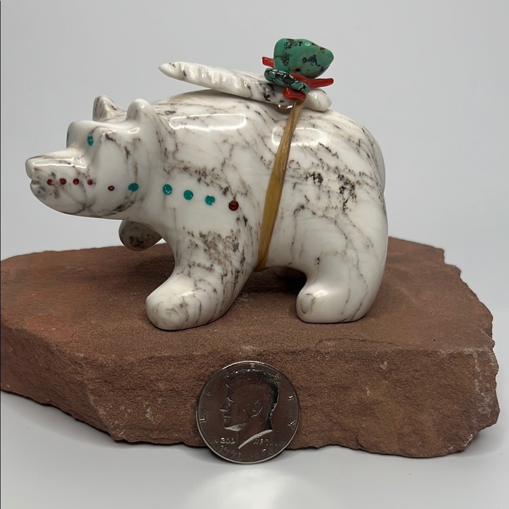 Handcrafted White Bear Sculpture